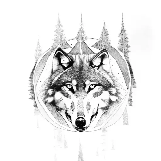 Wolf Whit Forest