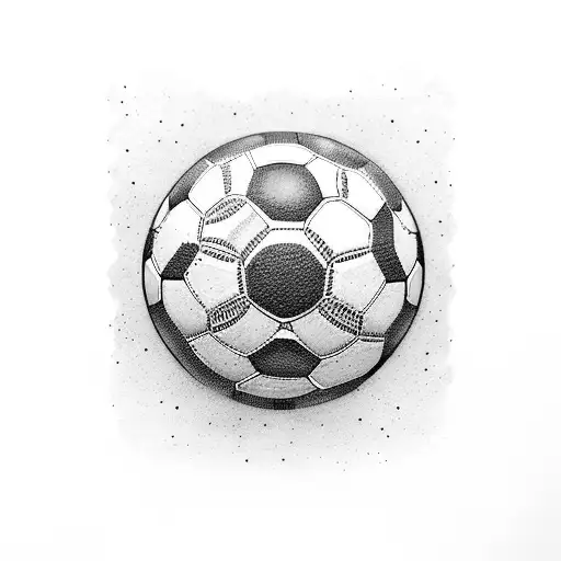 A Dotwork Tattoo Of A Soccer Ball With A Hidden Image Inside