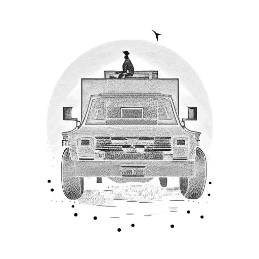 A Silhouette Of A Cowboy Working On A Truck With A Sunset Background