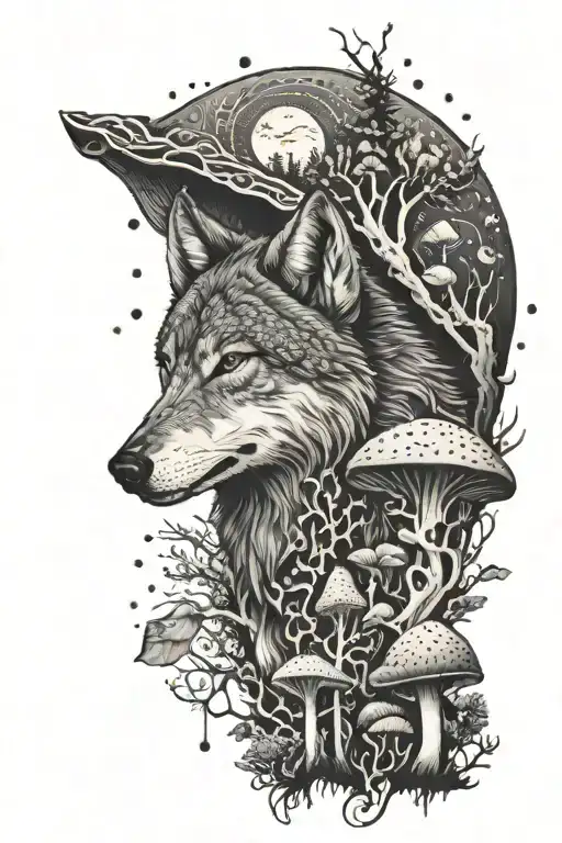 Wolf And Mushroom