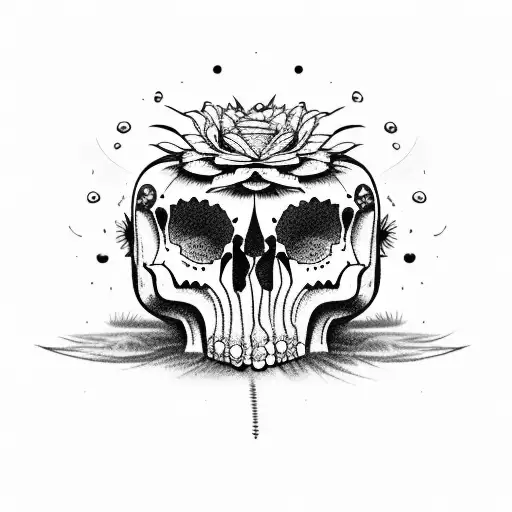 Cactus Skull And Flowers