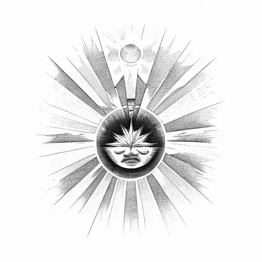 Icarus Falling Down With Sun In Background