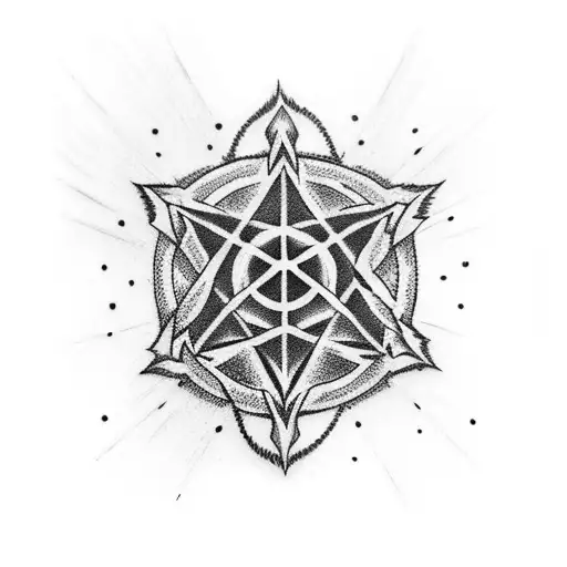 Goth Style Tattoo With Heartagram Included