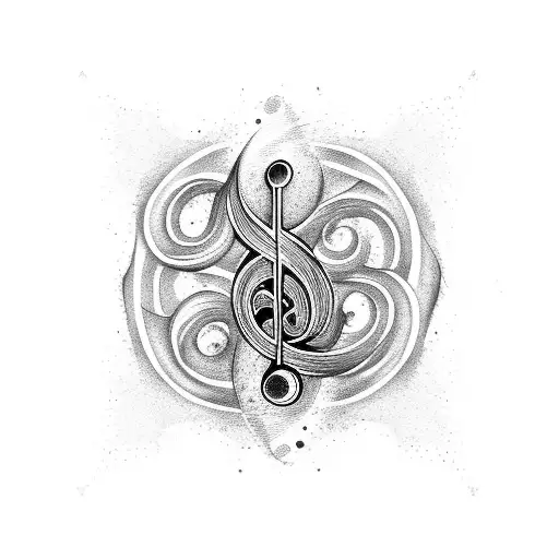 A Music Note Intertwined With Ocean Waves