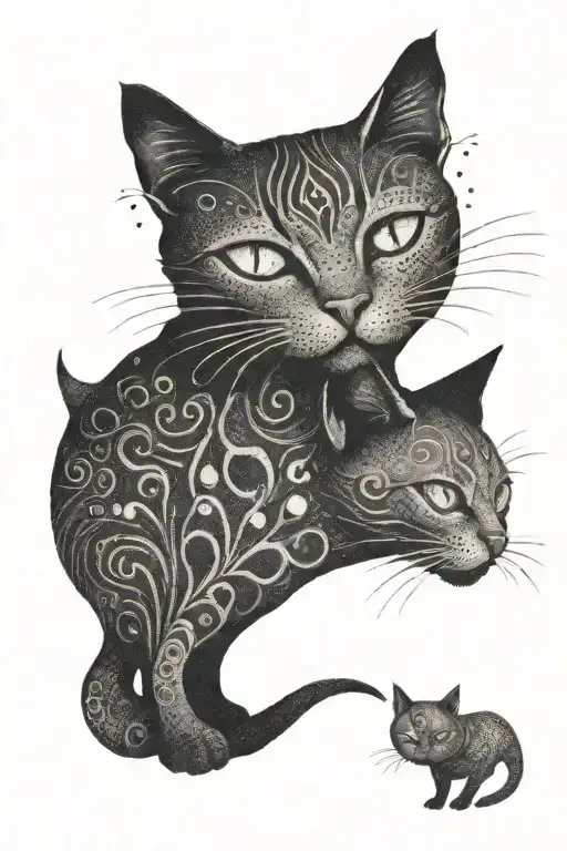 6 Small S-shaped Cat Prints