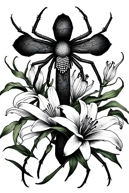 Cross With Spider Lilies