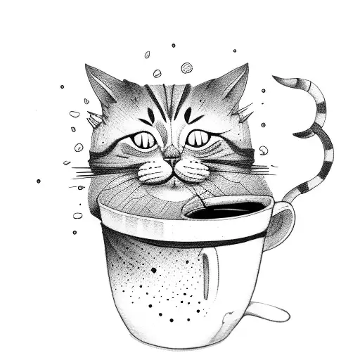 Cat Holding Coffee