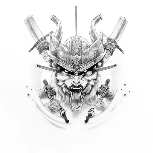 Craneo De Samurai Con Su Sable