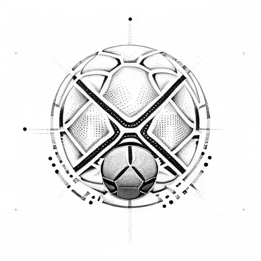 A Dotwork Design Of A Soccer Field With 'Mis Tres Hermanos' Written Around It