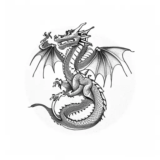 Dragon In A Field Of Flowers