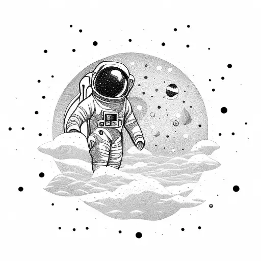 Astronaut Floating In Space With A Guitar