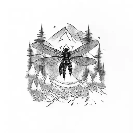 Mountain Scene Bear Firepit Dragonfly