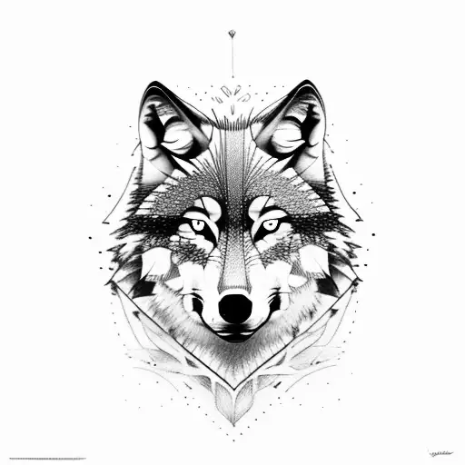 Wolf In Forrest With Trees