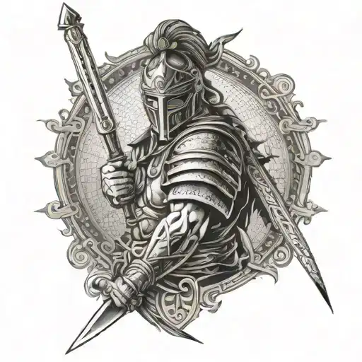 Ancient Warrior Wielding His Sword