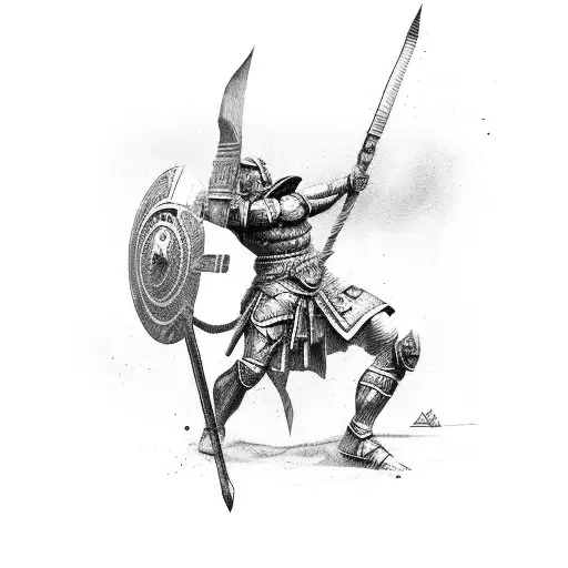 A Spartan Warrior Hunting Down A Truck With A Spear