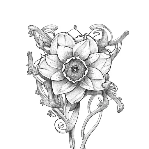 A Delicate Vine Of Daffodils Wrapping Around A Floral Bouquet