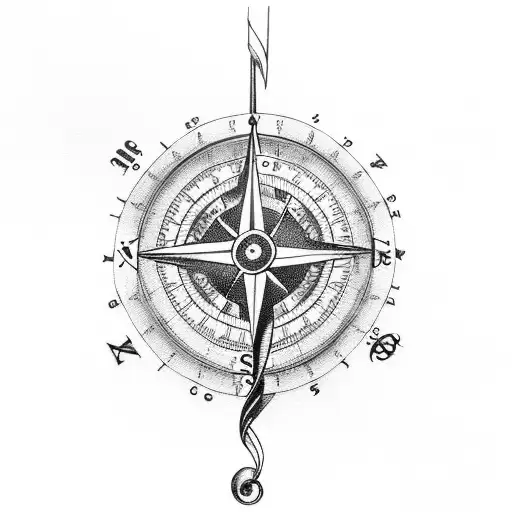 A Compass With A Treble Clef Symbol As The Needle