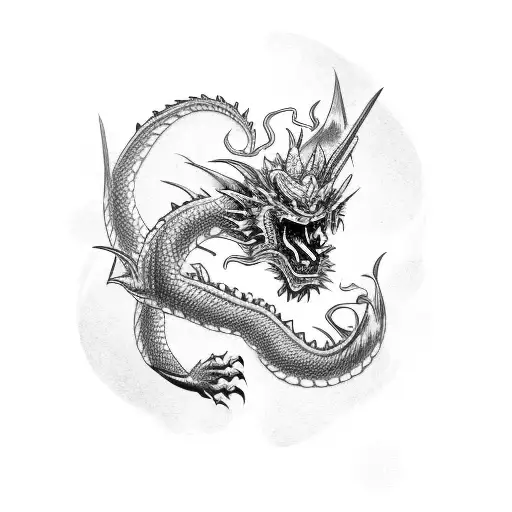 Japanase Dragon With Oni Mask