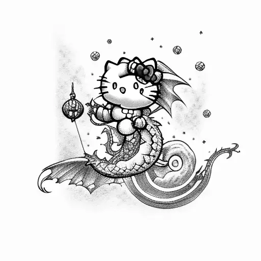 Hello Kitty Flying On A Dragon