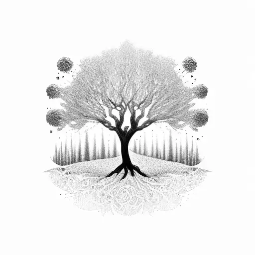 Life Tree In A Trippy Version On Mashrooms