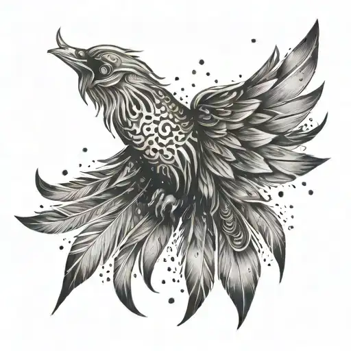 Pheonix Feather Transforming Into Galaxy