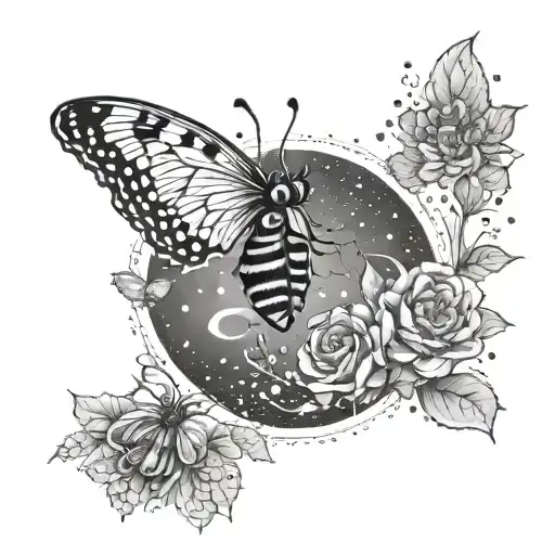 Butterfly Moon And Bees And Arkh