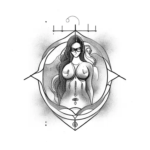 Aquarius Sign Sexy Woman On Chest