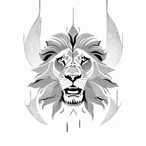 Fierce Lion With Roaring Mouth