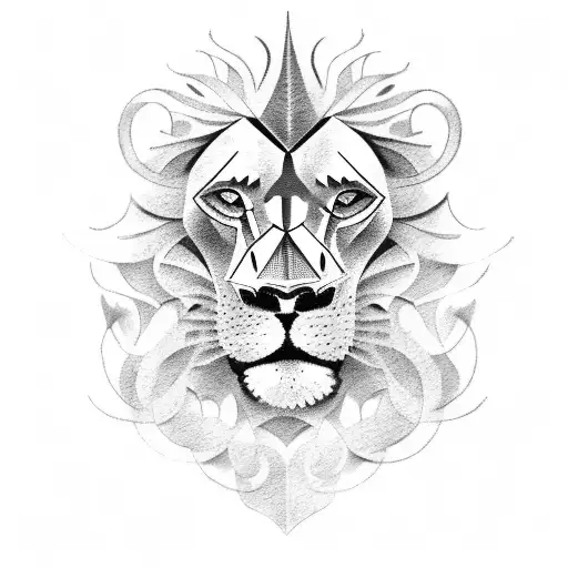 A Tattoo Of A Lion Wearing A Mask Inspired By Ancient Mythology