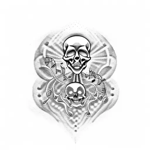 Music Notes Forming A Ghostly Skull