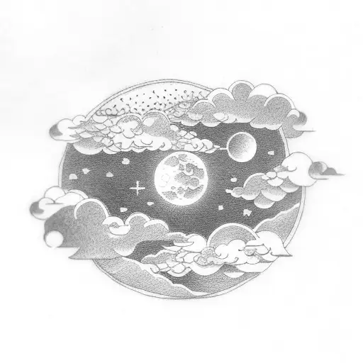Japanese Cloud Moon Sun