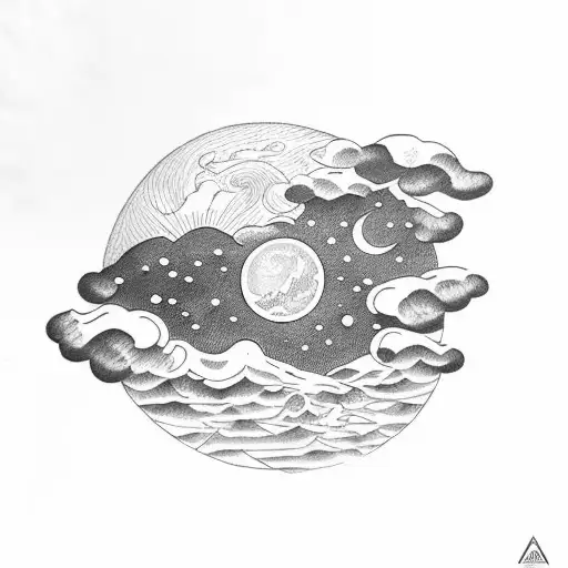 Montain Cloud Moon Sun