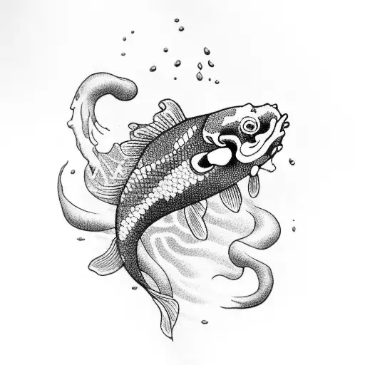 Koi Fish Made By Smoke In Black And Red