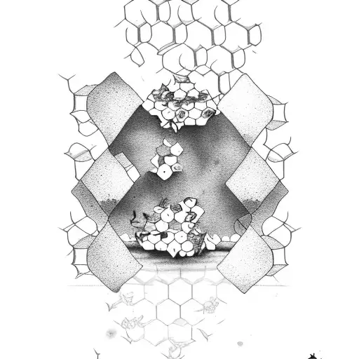 Honeycomb With Honey Word And Flowers And Butterfly