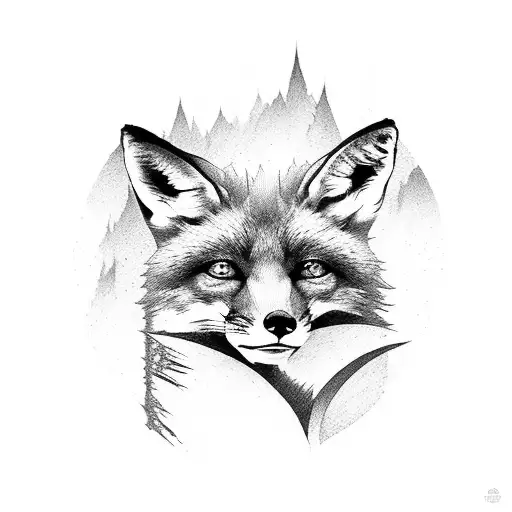 Fox Peeking Low To Gorund Tail Raised