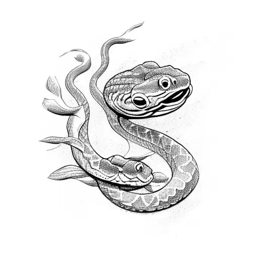 A Snake Wrapped Around A Fish