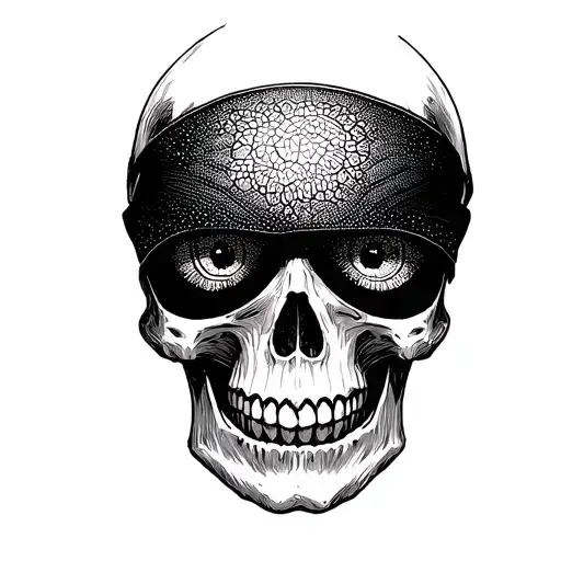 A Skull With A Sleep Eye Mask On His Face Across Its Eyes