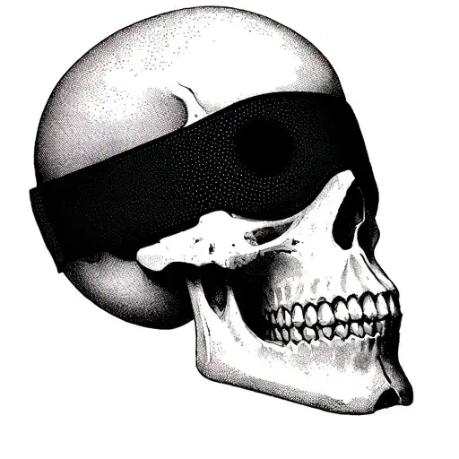 A Skull With A Sleep Eye Mask On His Face Across Its Eyes Covering Them Up