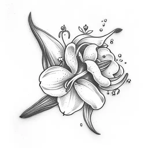 Lily Of The Valley And Fresia Flowers With A Small Hummingbird