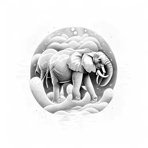 Elephant Ocean Flowers Stars