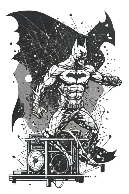 An Abstract Interpretation Of A Gym Session Set To Music With A Batman Silhouette