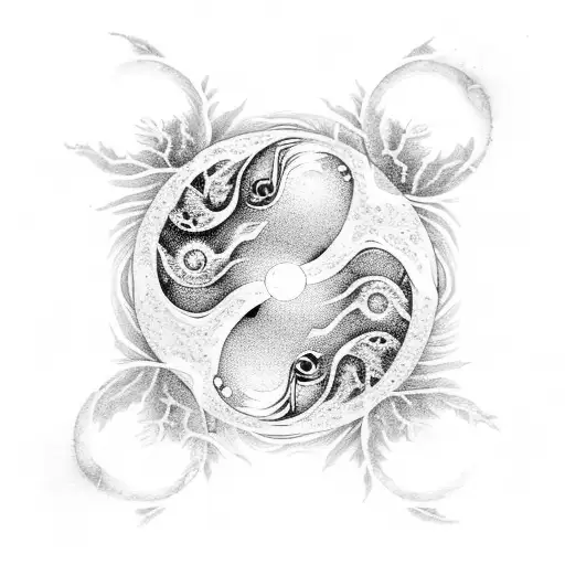 Circle Forest Like Yin Yang Showing Green And Snow With Blank Center