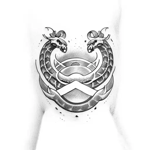 Sleeve Tattoo With Hanya Mask And Snake All Around The Arm