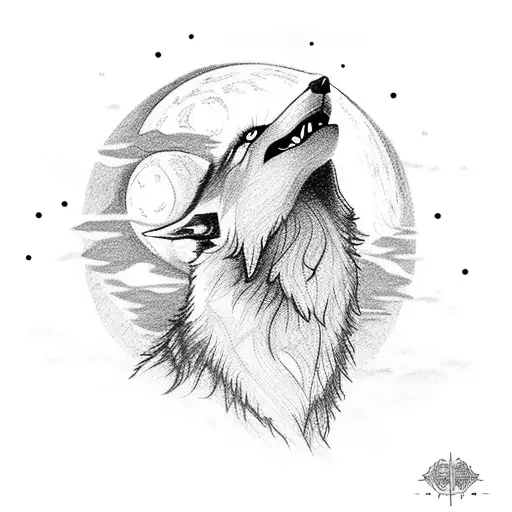 A Wolf Howling At The Moon With A Rock Concert Stage In The Background