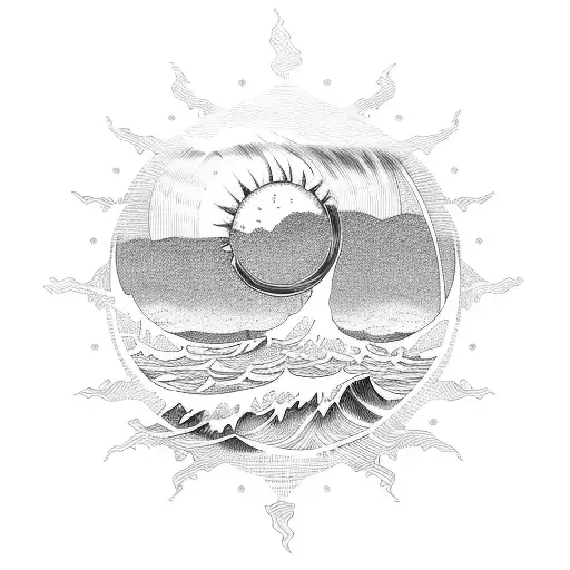 Wave With Sun One Line