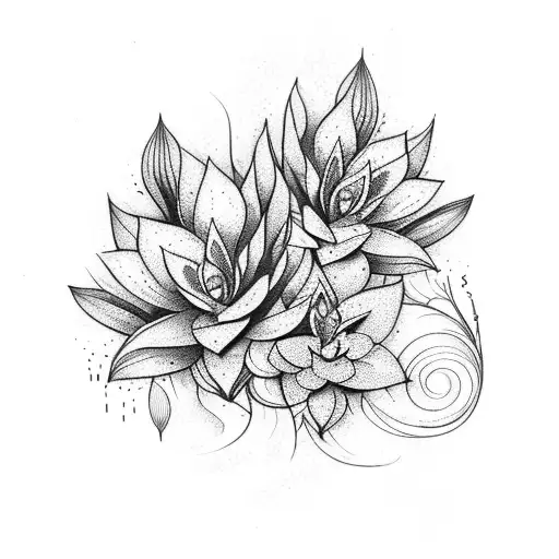 Lillies With Peacock Feathers Succulents And Line Art Of A Woman's Body