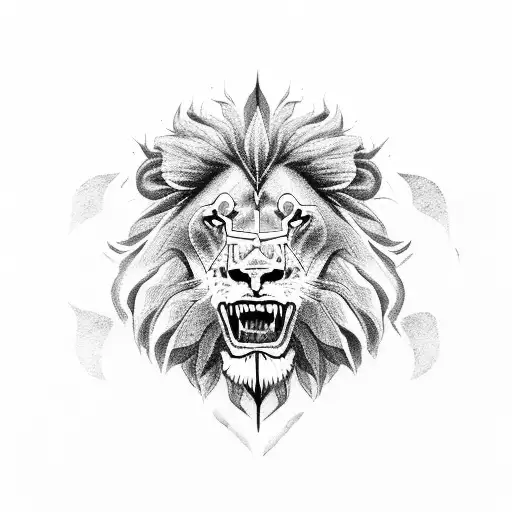 Lion Hurting A Dragon