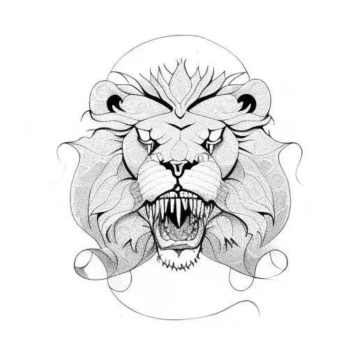 Lion Biting A Dragon