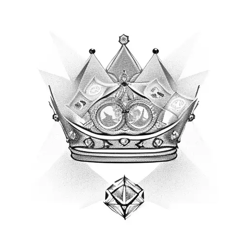 A Diamond Crown Surrounded By Money Symbols