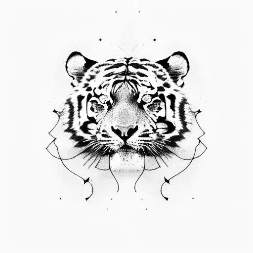 A Football Field With A Tiger Prowling In The Background